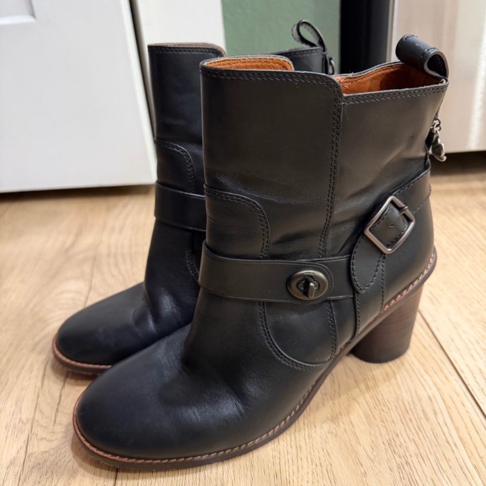 Black Coach Moto Booties